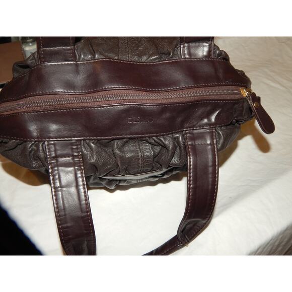 Desmo Brown Leather Handbag Satchel Tote Bag Made In Italy - Picture 3 of 9